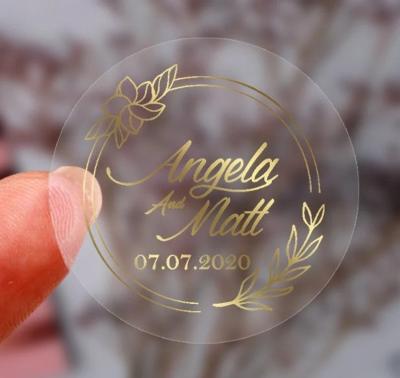 China Waterproof Hot Selling Adhesive Round Labels Hot Gold Foil Flower Vinyl Custom Roll Thank You Decoration Sticker for sale