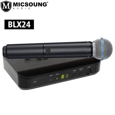 China BLX24 Microphone Karaoke Microphone System PG58 BETA58 2 Channel Dual Channel Professional Wireless UHF Kit Stage Performance for sale