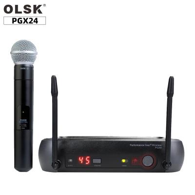 China Handheld Microphone PGX24 BETA58A Professional UHF Wireless System 2 Channels Handheld Microphone Mic For Party Karaoke Dynamic Long Distance for sale