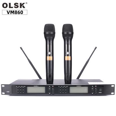 China Handheld Professional Wireless Microphone System Stage Performance UHF Microphone VM860 True Diversity With Microhpones Handheld Karaoke Microphone for sale