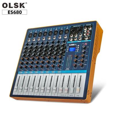 China ES680 ES 680 Professional 8 Channel Mixer Audio Console With Noise Reduction Smartphone Playing 48V USB Phantom PnP ES680 for sale