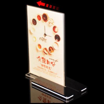 China Wholesale Custom T Shape A4 A5 A6 Sizes Acrylic Table Menu Sign Holder Display Stand 210610-05 for sale