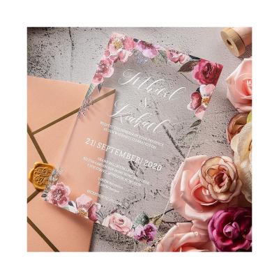 China Custom Clear And Mirror Acrylic Wedding Invitations With Box 210916-02 for sale