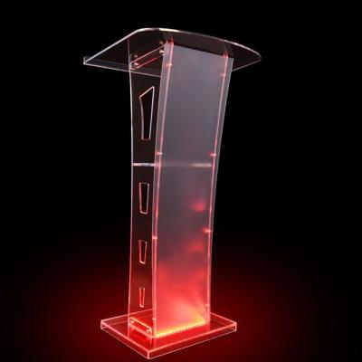 China Modern Floor Standing Design Church Lectern Curved Clear Acrylic Perspex Lectern for sale