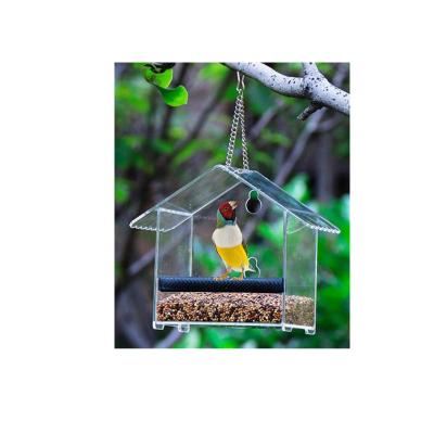 China Viable Seed Tray Homeleaf Window Acrylic Bird Feeder With Suction Cup And Strong Drain Holes for sale