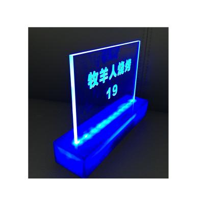 China USB Light Illuminated Restaurant Bar Table Card Holder Led Acrylic Menu Holder 211109 for sale