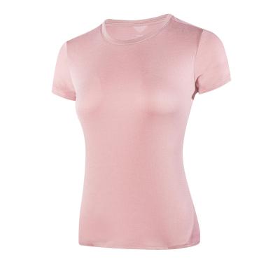 China Breathable Wholesale Ladies Fitness Sports Ladies Short Sleeve Training Tee Anti-Smell for sale