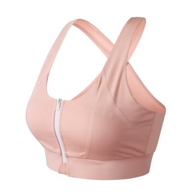 China Hot Selling Breathable Sexy Sports Fitness Wear Ladies Sticky Front Zipper Yoga Bras for sale