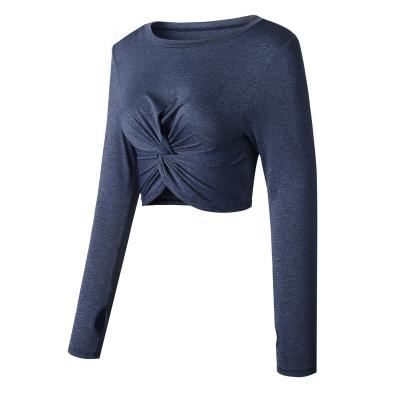 China Breathable Solid Fashion Stretchy Womens Long Sleeve Yoga Sports Grow T Shirt Thumb Holes Activewear Tops Ladies Workout Slim Tee Tops for sale