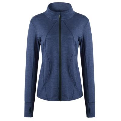 China Breathable Yoga Sheath Long Sports Jacket Women Zip Coat Shirt Running Top Fitness Silm Pockets Invisible Jacket With Thumb Holes for sale