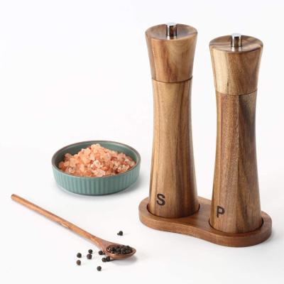 China Amazon's Sustainable Online Success Customized Acacia Wood Pepper & Salt Mill Manual Set Of 2 for sale