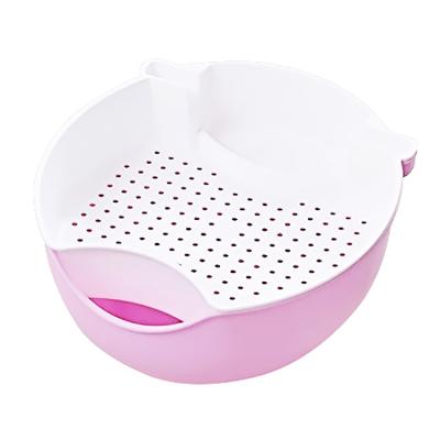 China / Amazon New Product Double Kitchen Plastic Drain Baskets Fruit Dish Living Room Fruit Dish Sub-Grid Fruit Bowl for sale