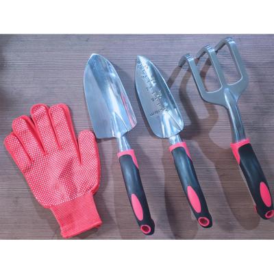 China Amazon Hot High Quality Eco-Friendly Garden Tool Kit 4 Piece Cast-Aluminum Heavy Duty Gardening Kit Includes Hand Trowel With Gloves for sale