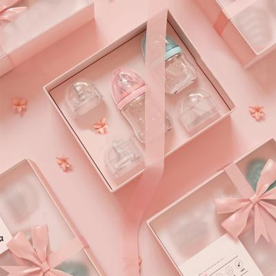 China 2021 Gift Box Korea BPA Free Baby Spoon Borosilicate Glass Feeding Bottle Newborn Baby Set Baby Bottles Set for sale