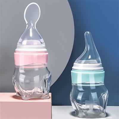 China BPA Free Eco Baby Silicone Hands Free Feeding Bottles Product Feeder Feeder Baby Bottle Spoon Supplies Set for sale