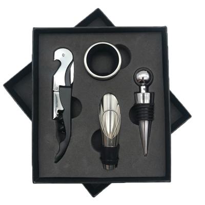 China Outdoor Home Bar Equipment Amazon Top Selling High Quality Bar Tools 4pcs Wine Bottle Opener Set Personalized Stainless Steel Wine Corkscrew Gift Box for sale