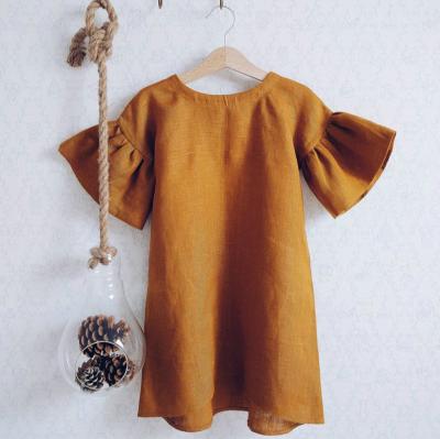 China Baby Diary Clothes New Style High Quality Baby Dress Fashion Cute Flare Sleeves Baby Skirt Solid Color Comfy Dress For 1-6 Years for sale