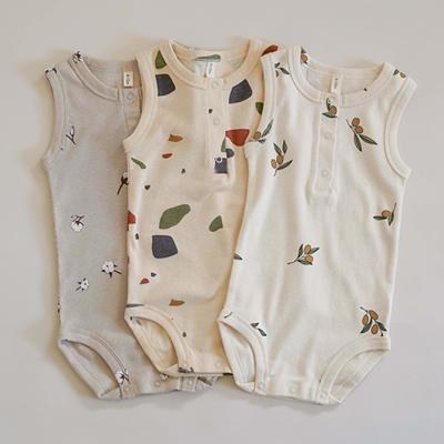 China Baby Diary Clothes 2021 Springs And Summer Cutes Unisex Baby Clothing No Sleeves Baby Romper Custom Printing Baby Rompers for sale