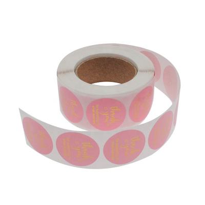 China Wholesale Custom Waterproof Circle Stickers Labels Round Cute Pink Small Business Thank You Sticker Box 500pcs for sale