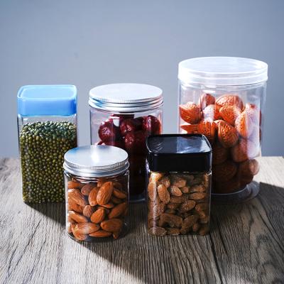 China Plastic Transparent Airtight Nut Jars Plastic Airtight Food Jars Pudding for sale