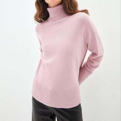 China Anti-Wrinkle Autumn Winter Long Sleeve Turtle Neck Pullover Fashion Women Solid Knitted Sweater Tops for sale