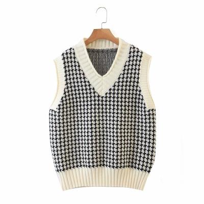 China Anti-wrinkle Kawaii Apparel Modern Design Sweater Sweater Vest Sleeveless Knit Vest Sweater Women for sale