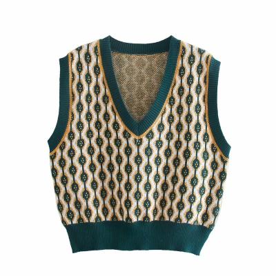 China Anti-wrinkle Women Sweater Vest Ladies V-Neck Sleeveless Knitted Vest Sweaters For Girls for sale