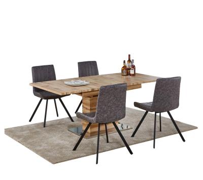 China Modern Classic Modern Wood Extension Extendable Dining Table with Stainless Steel Base for sale