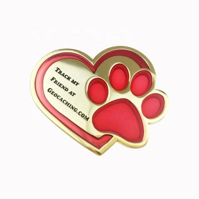 China American Gold Plated Heart Shaped Custom Geocoin With Transparent Enamel For Geocaching for sale