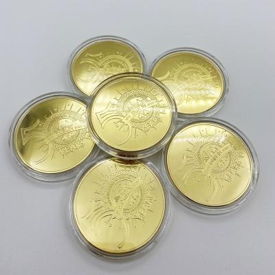 China American Chinese Factory Commemorative Custom Metal Gold Coin Souvenir Gold Plating Gold Coin Recognition Coin for sale