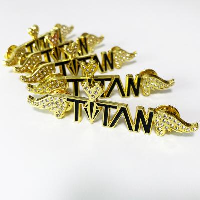 China Alternate Announced Female Cute Lapel Pin Badge Brooch Gold Plated with Crystal Stones for sale