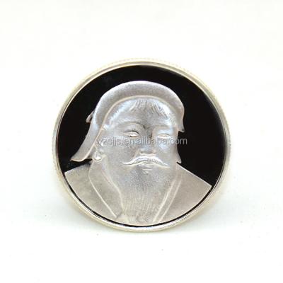 China High Quality 999 Custom Made Asian Mint Coin Pure Silver With Genghis Khan Portrait for sale