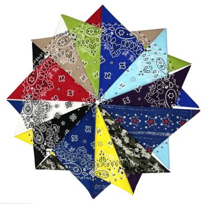 China Wholesale Comfy Multi Colors Cotton Square Paisley Head Scarf Design Motorcycle Custom Printed Bandana New for sale