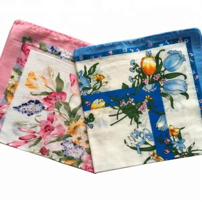 China New 100% cotton cotton style flowers pattern dozens of printing china woven fabric handkerchief ladies for sale