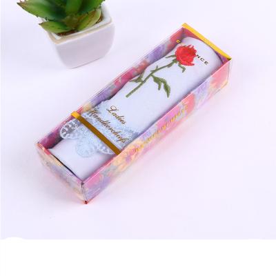 China High Quality Stripe Ladies Printed Handkerchief With Lace Border Boxed Handkerchief Gift Box Handkerchief for sale