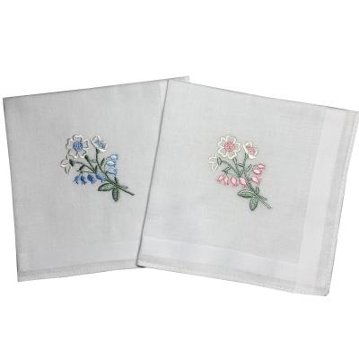 China Jacquard Flower Embroidered Pink Blue Women Handkerchief Embroidered Lady Handkerchiefs for sale