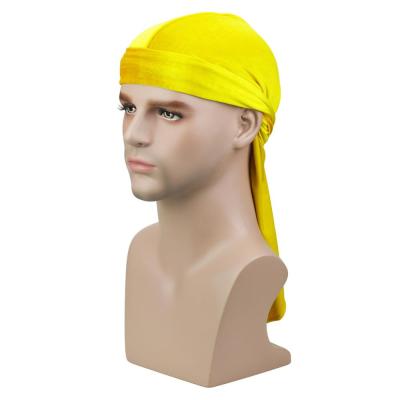 China Cozy yellow durag hat with factory custom zandana durag logo wholesale custom durag for sale