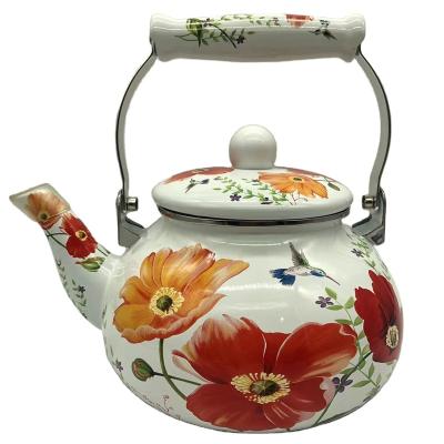 China Viable Enamel Turkey Kettle 2.0L Enamel Teapot Ollas De Peltre Emaye Factory Price for sale