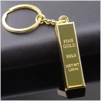 China Promotion & Remembrance& Business Gift Metal Gold Bar Key Chain With Logo For Promotion Gift for sale