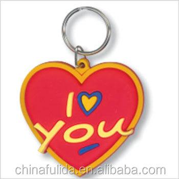 China Promotion & Remembrance& Business Gift Popular Custom Heart Shape PVC Rubber Key Chain Mold for sale