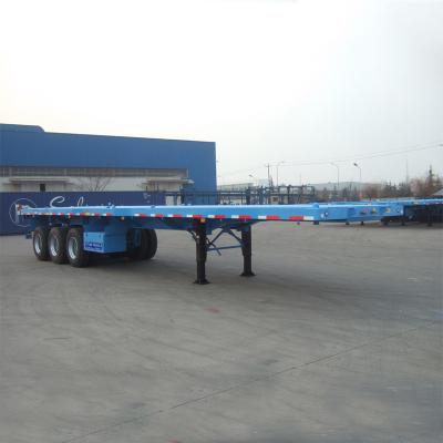 China TITAN 3 Axle Trailer Truck Flat Bed Semi Trailer , Tri Axle 40ft Flatbed Trailer For Container for sale