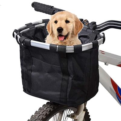 China Hot Selling Oxford Good Quality LEISURE Pet Carrier Oxford Foldable Handlebar Dog Cat Pet Front Bicycle Bag Organizer for sale