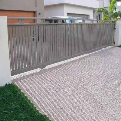 China Easily Assembled Horizontal Front Gates Privacy House Patio Driveway Slat Gate Base Track for sale