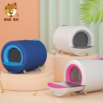 China Modern Design Amazon Selling Viable Popular Anti-Slip Cat Litter Box Large Solid Material Cat Toilet Box Splatter Proof Box for sale