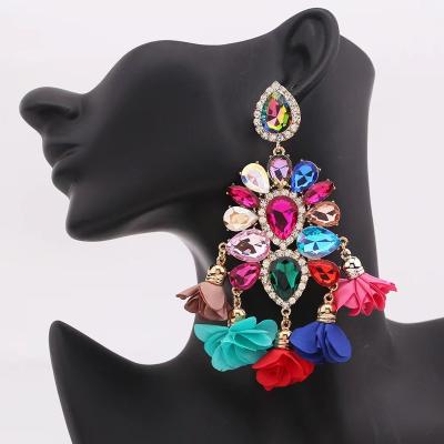 China Large Rhinestones Crystal Statement Earrings Drop Earrings Boho Casual/Sporty Earrings for sale