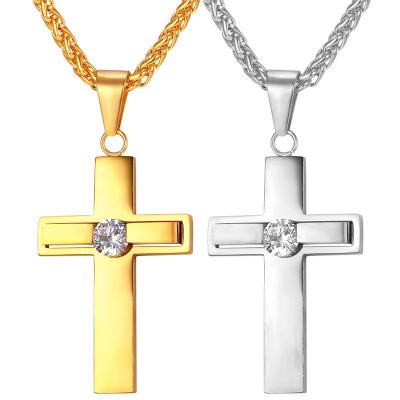 China Stainless Steel Egyptian Ankh CLASSIC Cross Crystal Inlaid Pendant Necklace For Women Men Vintage Matching Chain Valentine Gift for sale