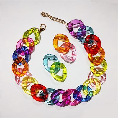 China Large Casual/Sporty Clear Acrylic Chain Necklace For Women Choker Necklace 2021 Colorful Clear Necklace Fashion Jewelry Gift for sale