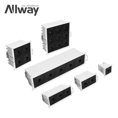 China Allway Modern Adjustable Rectangular Square Recessed Linear Down Light Frame Housing LED Downlight Fixture for sale