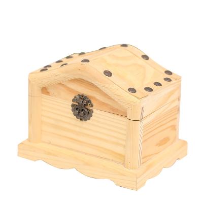 China Farmhouse Handmade Unfinished Pine Wooden Jewelry Ring Box Case for sale