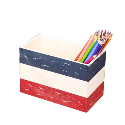 China FSC and BSCI Amazon Handmade Pen Holder Colorful Hot Selling Wooden Box for sale